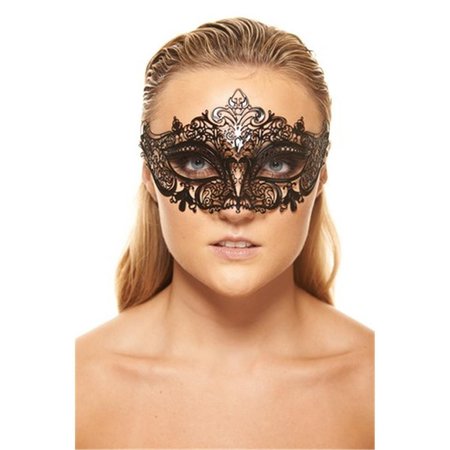 PERFECTPRETEND Classic Crowne Black Laser Cut Masquerade Mask with No Rhinestones - One Size PE2606827